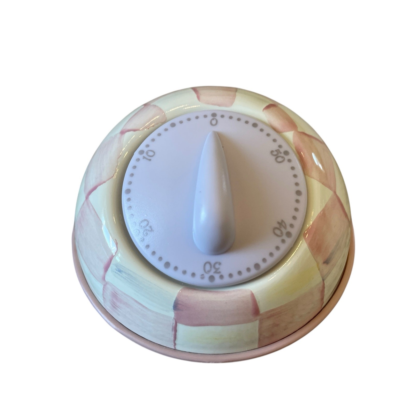 Mackenzie-Childs Rosy Check Kitchen Timer Pink & White NEW