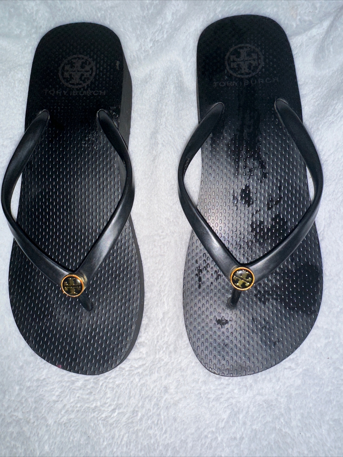 Tory Burch  Women's Shoes  Black Wedge Sandal Size 8.5 Premium Quality