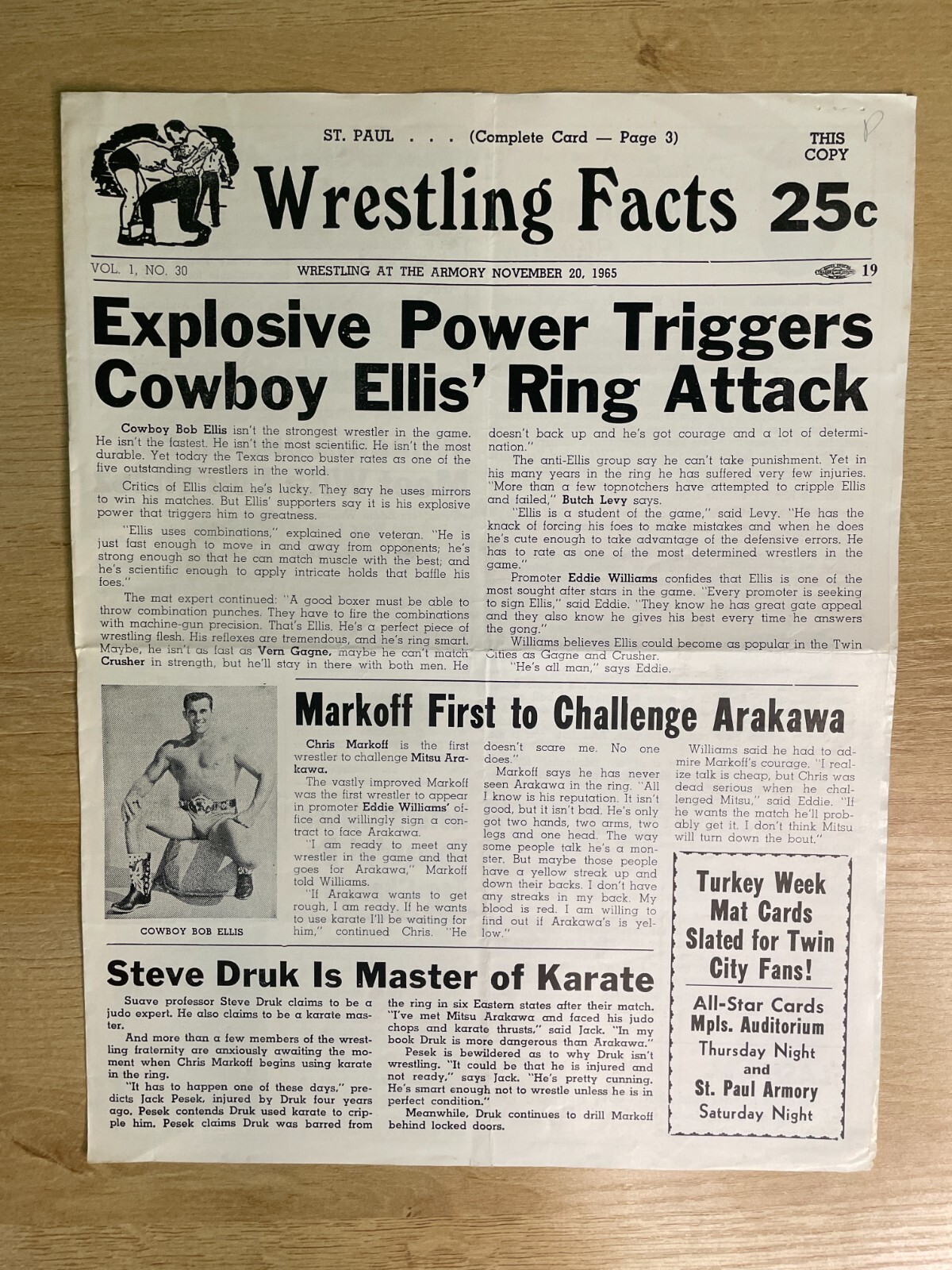 Wrestling Facts November 20, 1965 Volume 1 #30 Program B2786