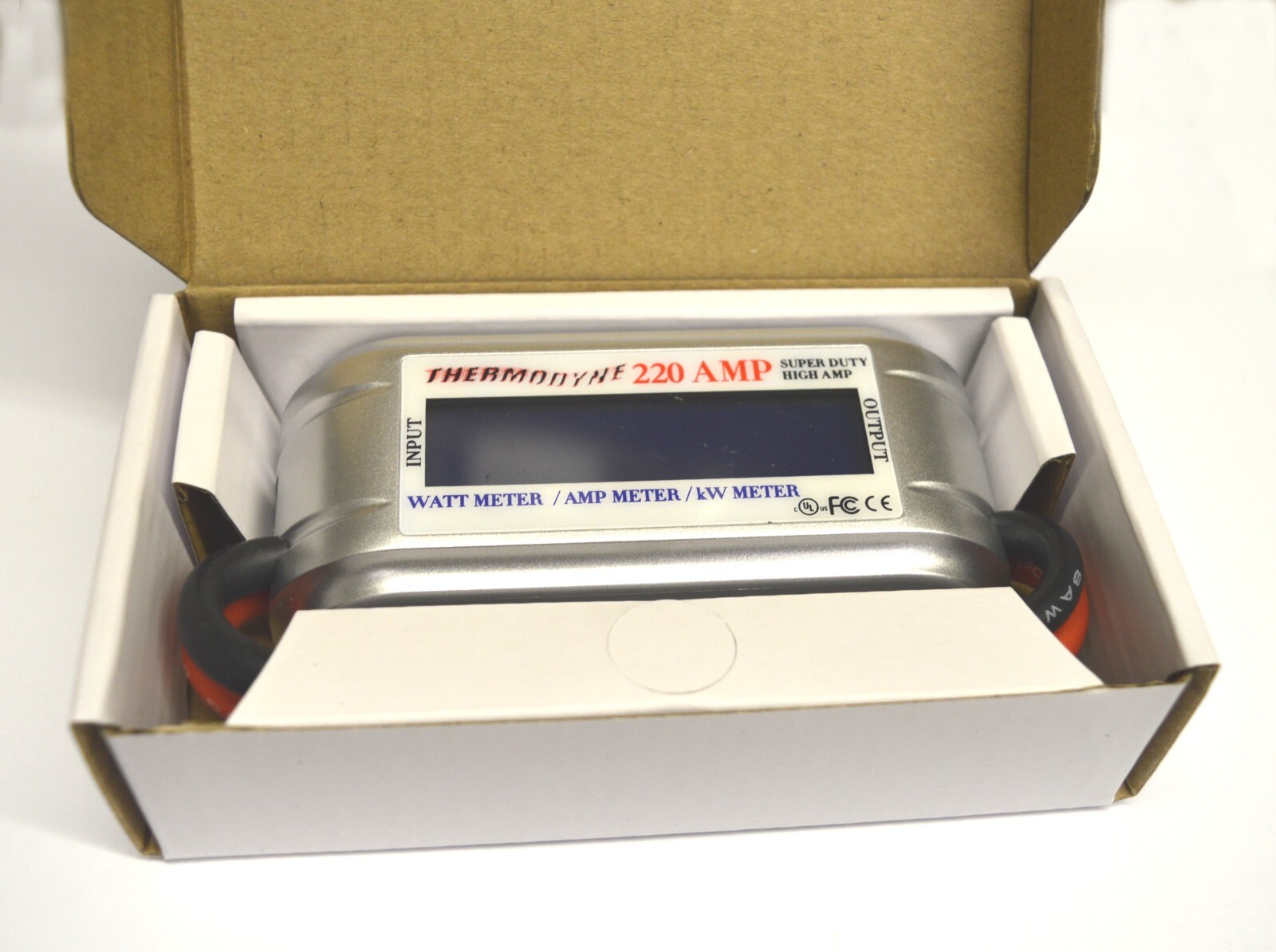 220 AMP POWER ANYLIZER WITH HEAVY- #8 AWG WIRE! High power Watt/Amp Hour Meter