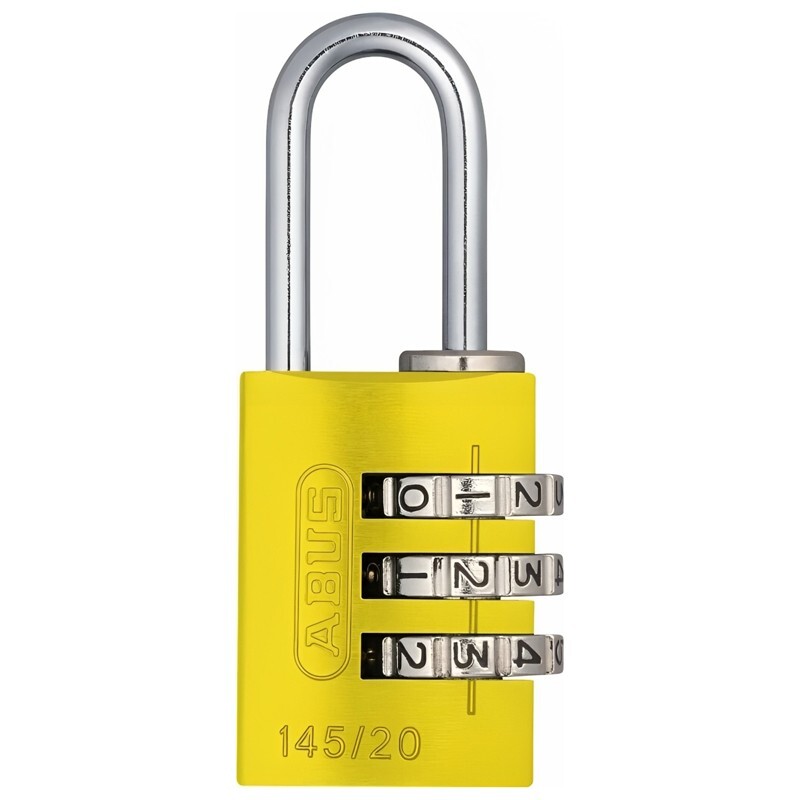 ABUS 145/20 C 20mm Body 3 Dial Resettable Combination Padlock, Yellow