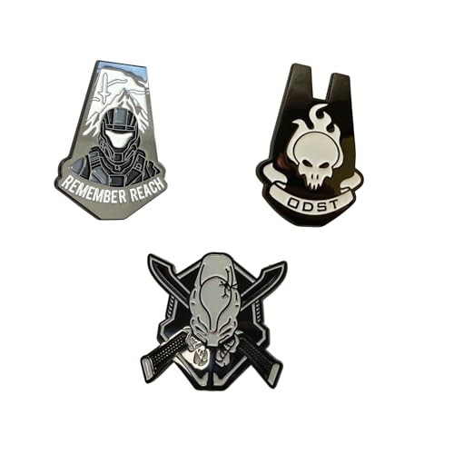 Noble Team ODST & Halo Legendary Skull Pins 1.5" Metal Finish for Clothes/Gear