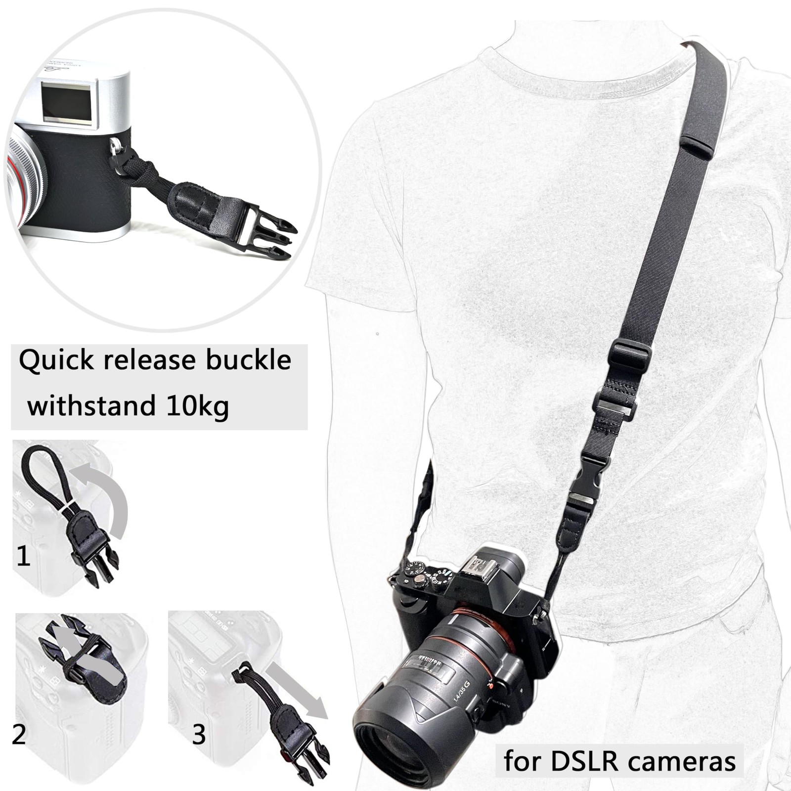 Camera Neck Strap,Soft Binocular Should Strap with Quick Release Buckle,Neopr...