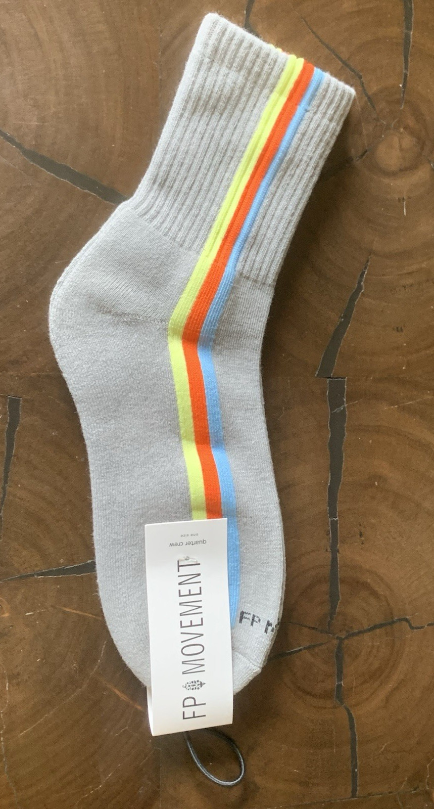 NWT FP‎ Movement Tempo Quarter Crew Socks in Grey with Stripe Athletic SOLD OUT!