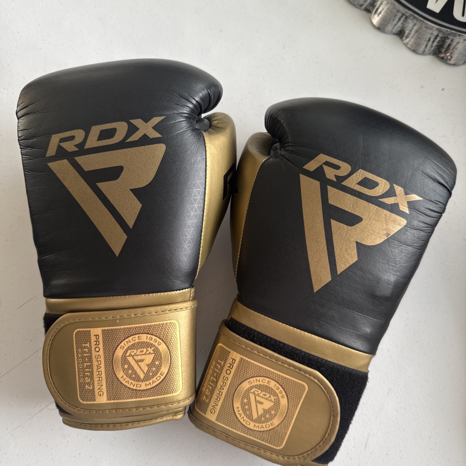 RDX L2 Mark Pro Sparring Boxing Gloves Hook and loop Black / Golden