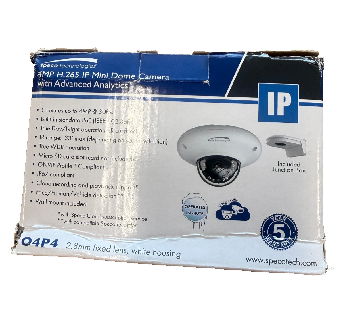 Speco O4P4 4MP H.265 IP Mini-Dome Camera