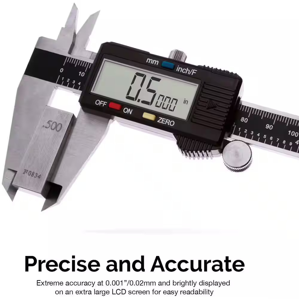 12 In. Digital Caliper Measuring Tool, Inch / Fraction / Millimeter Conversion,