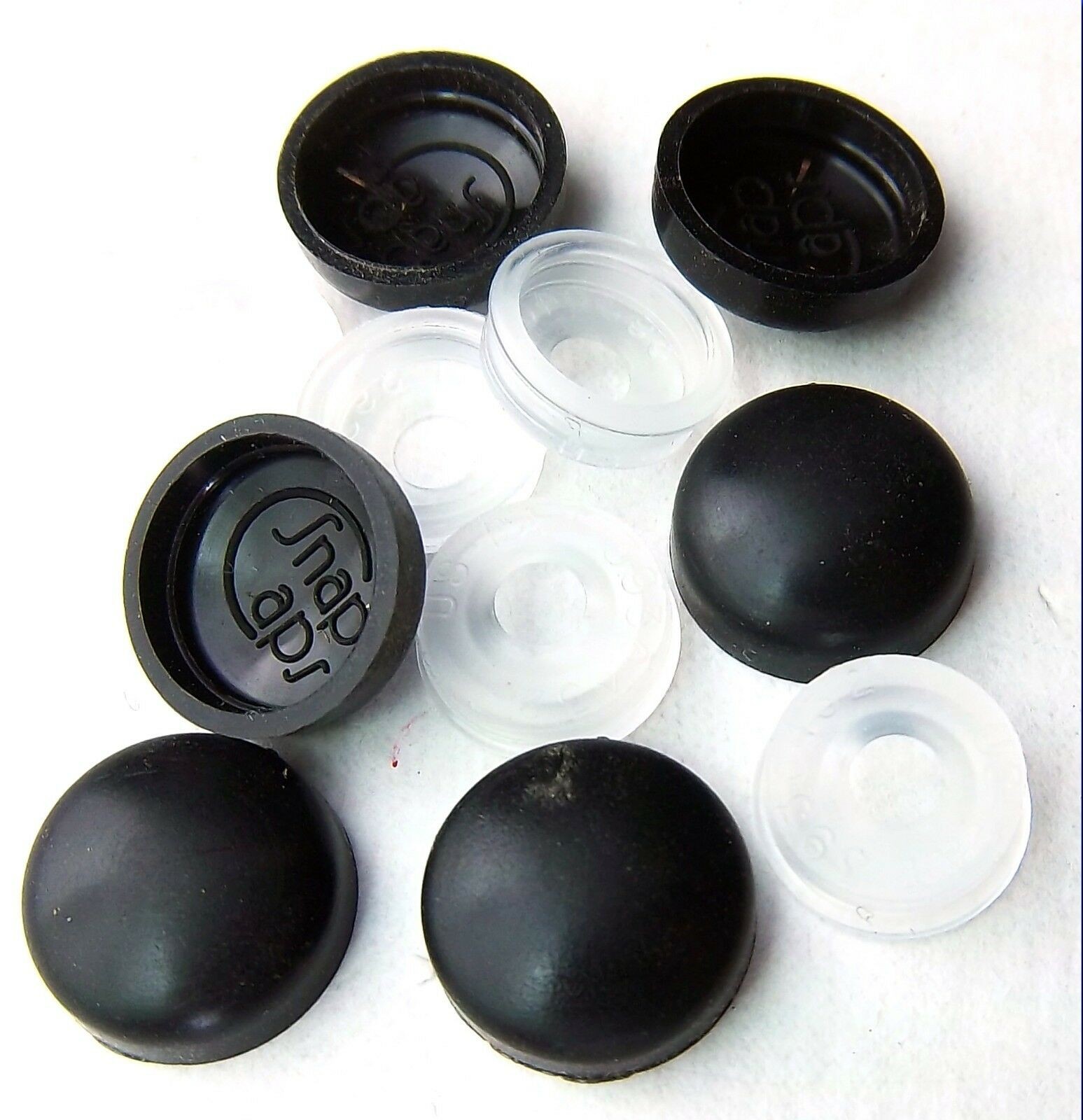 Screw Head Covers for #6 #8 M3 M4 Flat Back Black Plastic #8/8-180 (10 Sets)