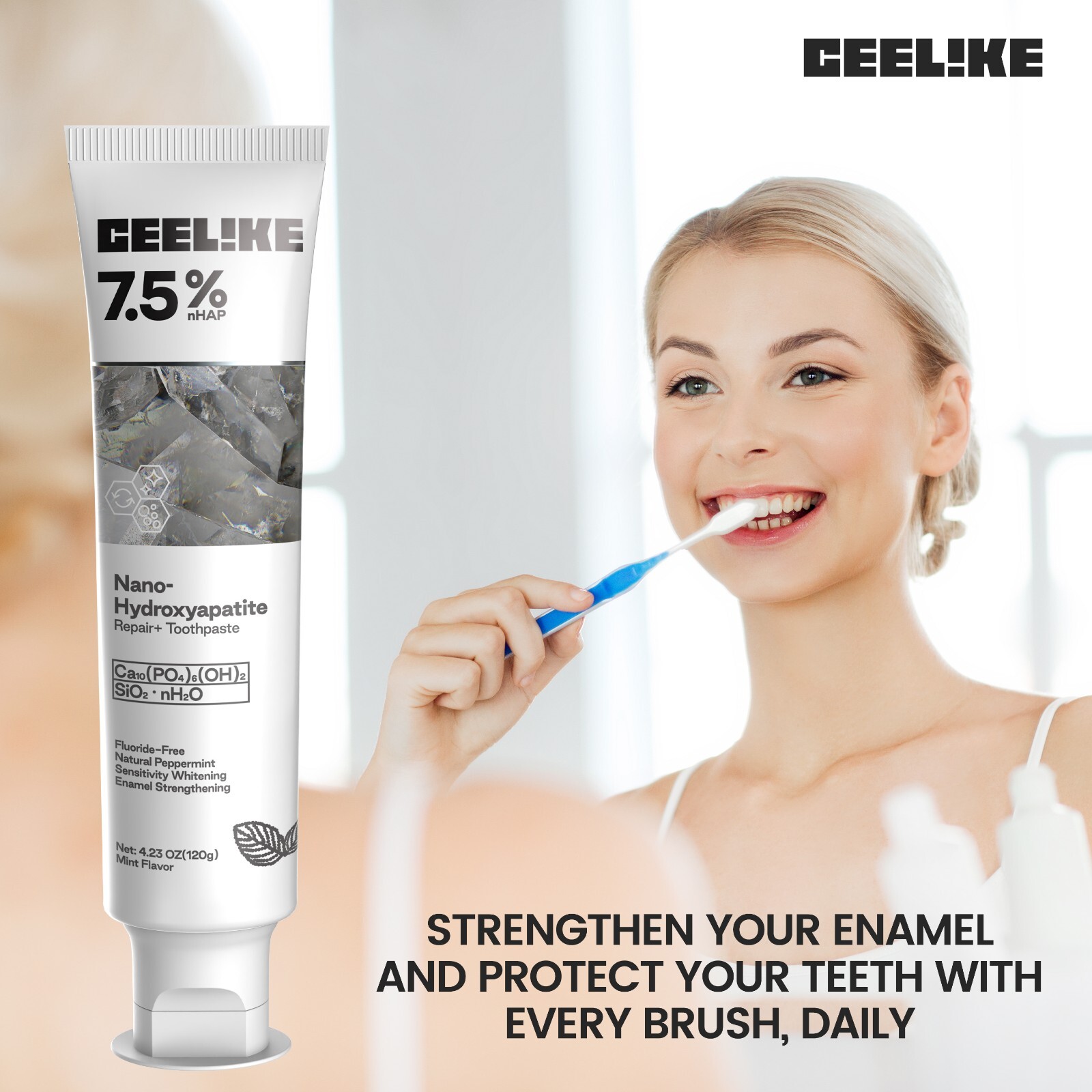 CEELIKE 39˚C Lysozyme Whitening & 7.5% Hydroxyapatite Toothpaste - 2 x 4.23 oz