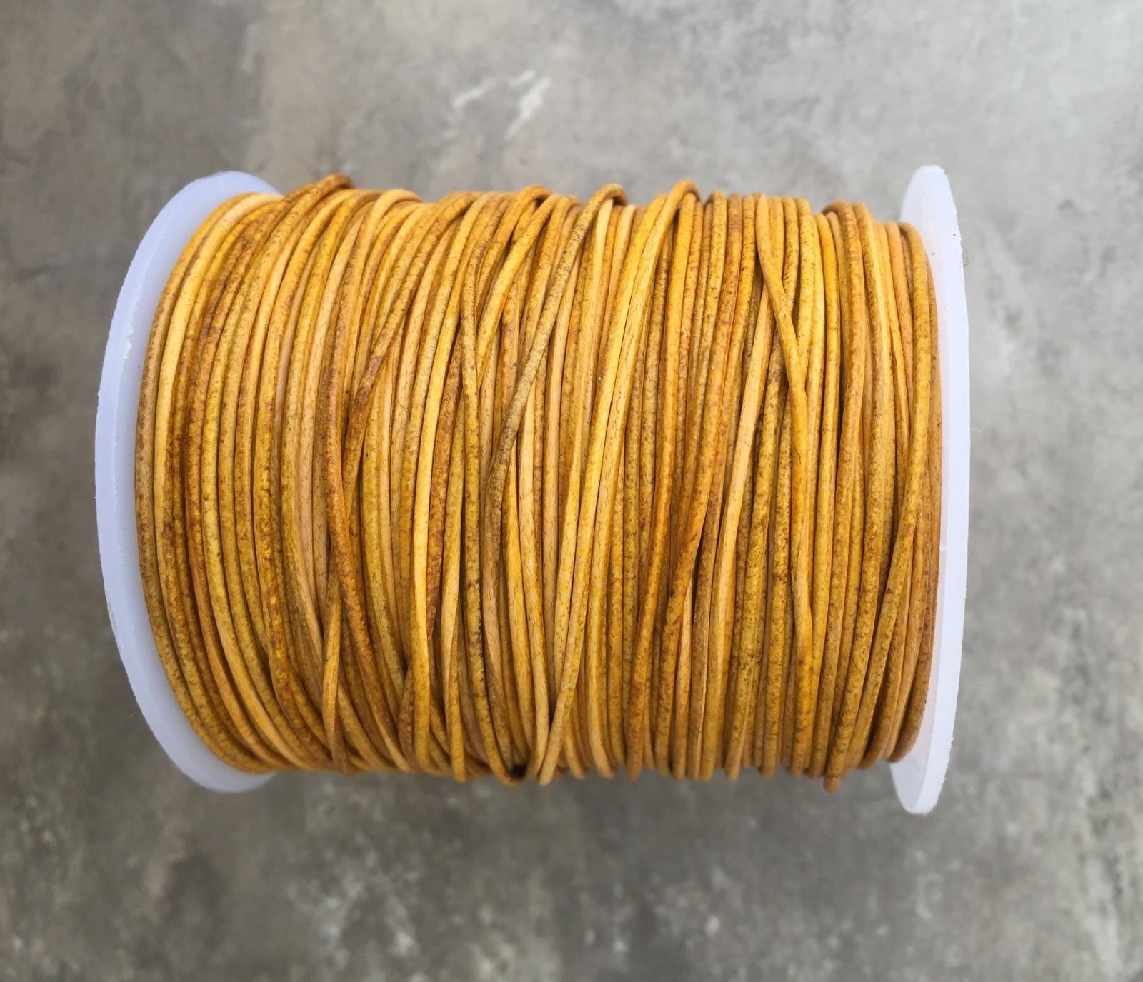1mm 1.5mm 2mm Destroy Mustard Premium Leather Round Cord US Seller - 24m