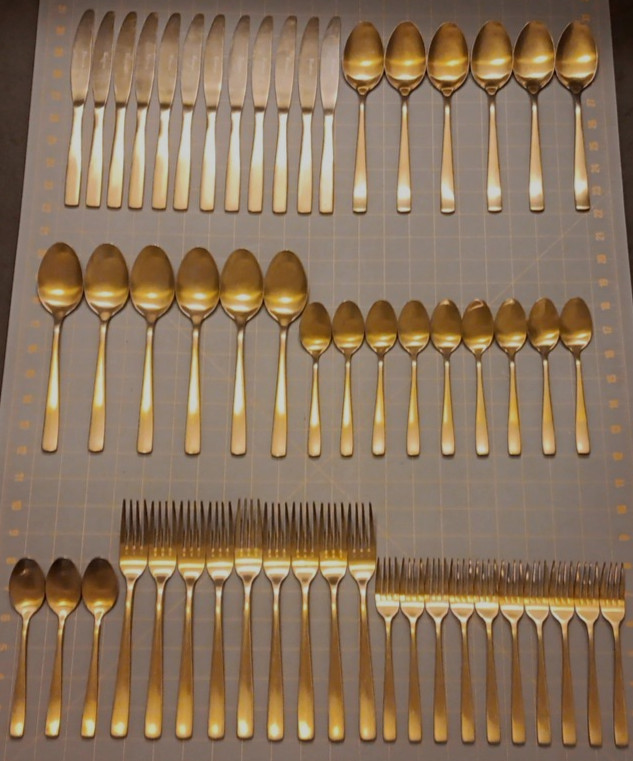 Lot Of 55 Vistella Gold Tone Stainless Mixed Flatware Piece Lot