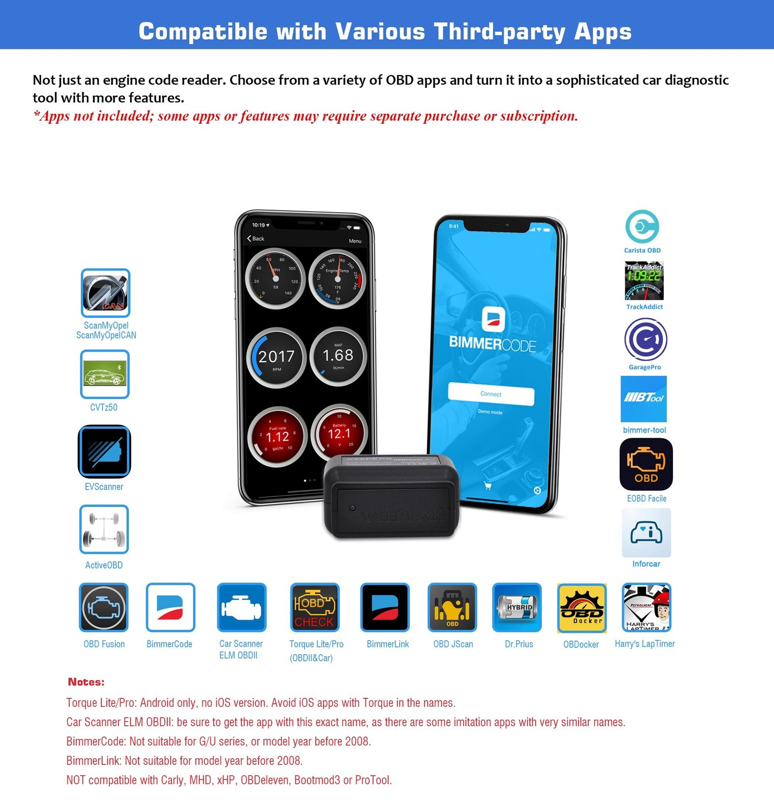 Veepeak OBDCheck BLE Bluetooth OBD II Scanner for iOS Android Car Code Reader