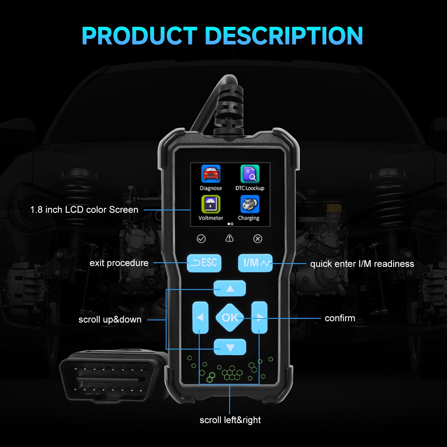 Universal AT100 Classic Enhanced OBD II Scanner Car Engine Fault Code Read NEW