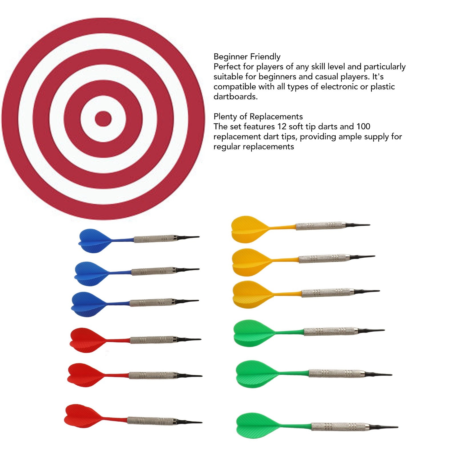 Plastic Soft Tip Darts For Electronic Dartboard Throwing Beginner MU
