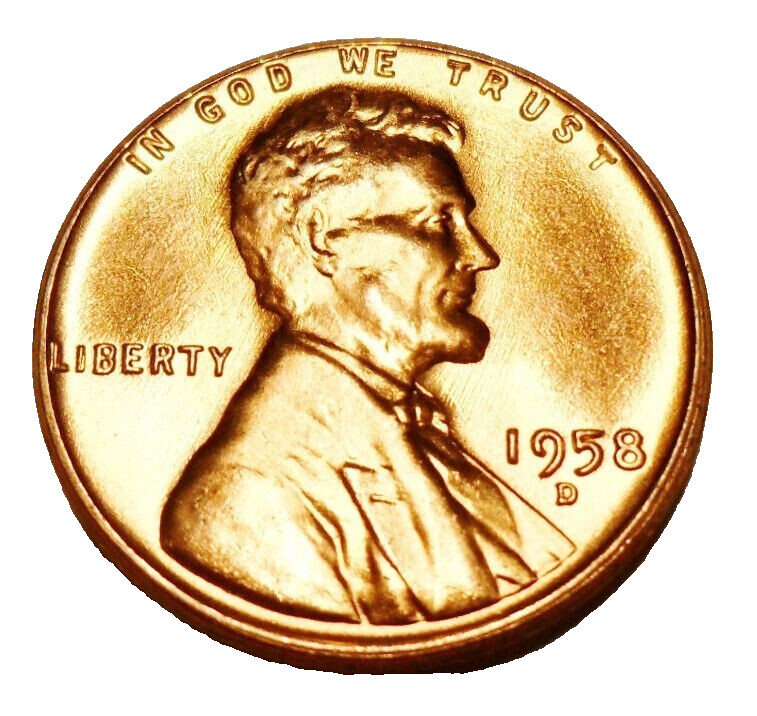 ✅ 1958 D Lincoln Wheat Cent GEM BU 1c Brilliant Uncirculated From OBW Roll NOS