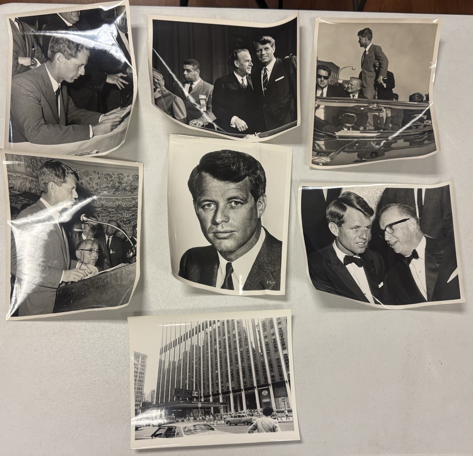 Original Lot Of 7 1960s Robert Kennedy Campaign 10" X 8" Photos