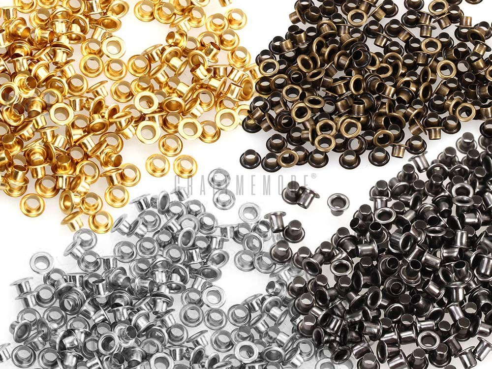 CRAFTMEMORE 2MM Hole 200PCS Tiny Grommets Eyelets Self Backing 2 mm, Gunmetal