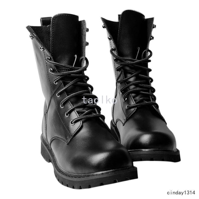 Men Lastest Black Combat Faux Leather Military Ankle Boots Lace Up Shoes SZ 5-11