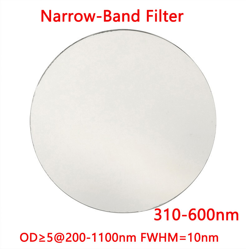 1inch Narrow-Band Filter 310-600nm  FWHM=10nm OD5@200-1100nm T＞90% D25.4mm