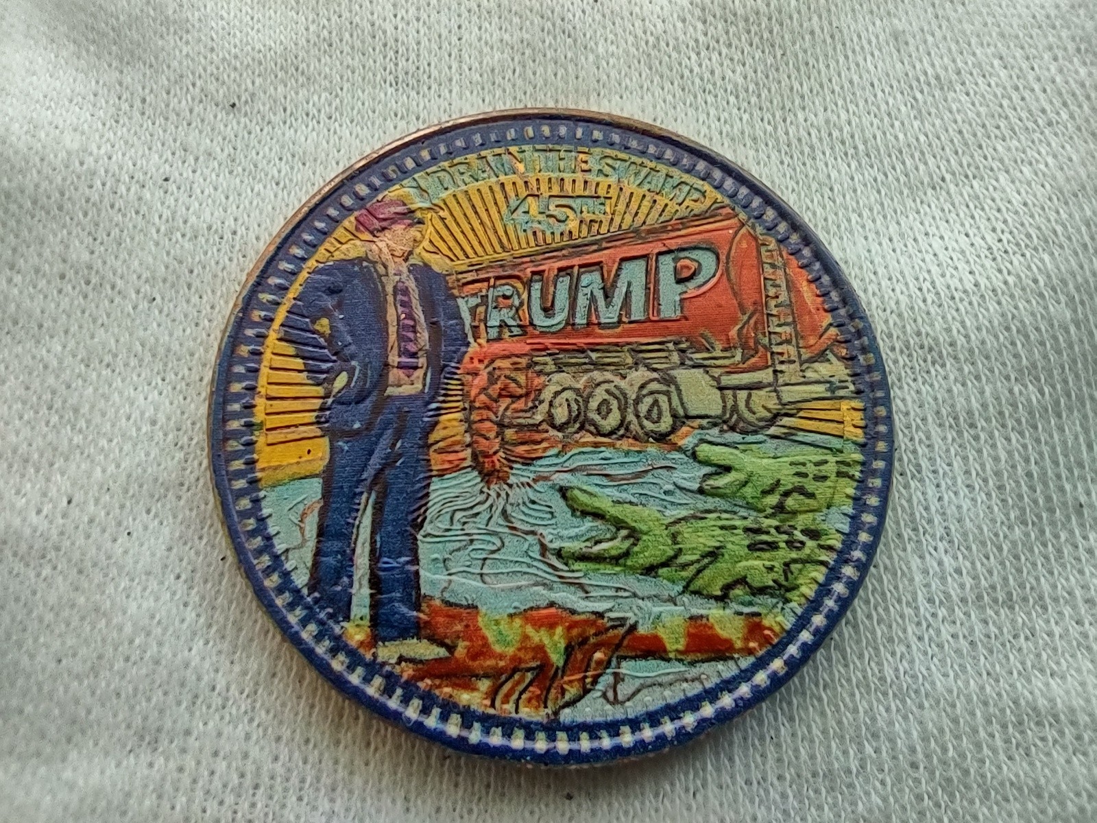 1 Oz .999 Copper Round Coin Trump Colorized DRAIN THE SWAMP RARE