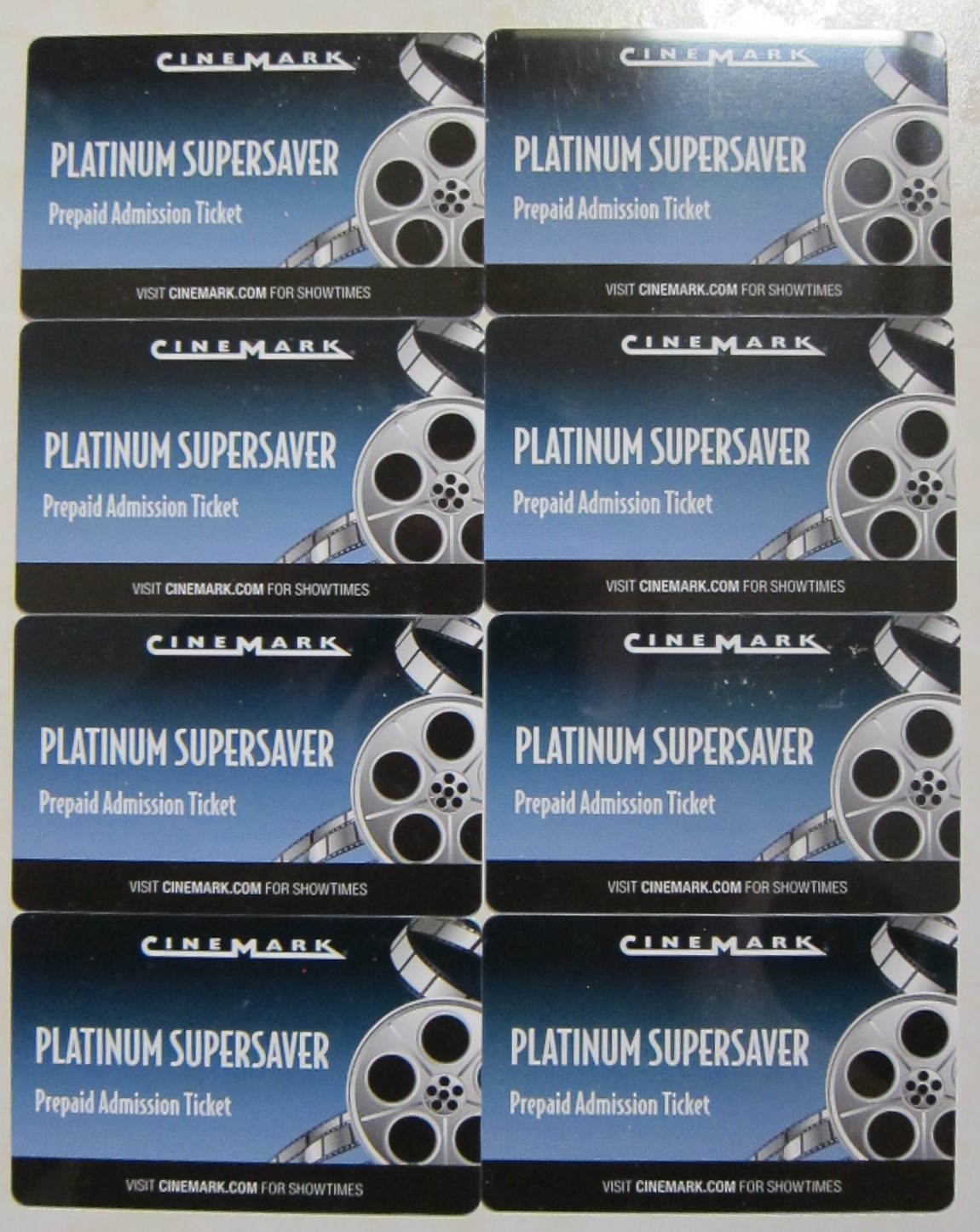 8 CINEMARK PLATINUM SUPERSAVER Century Theater Prepaid Movie Tickets / passes