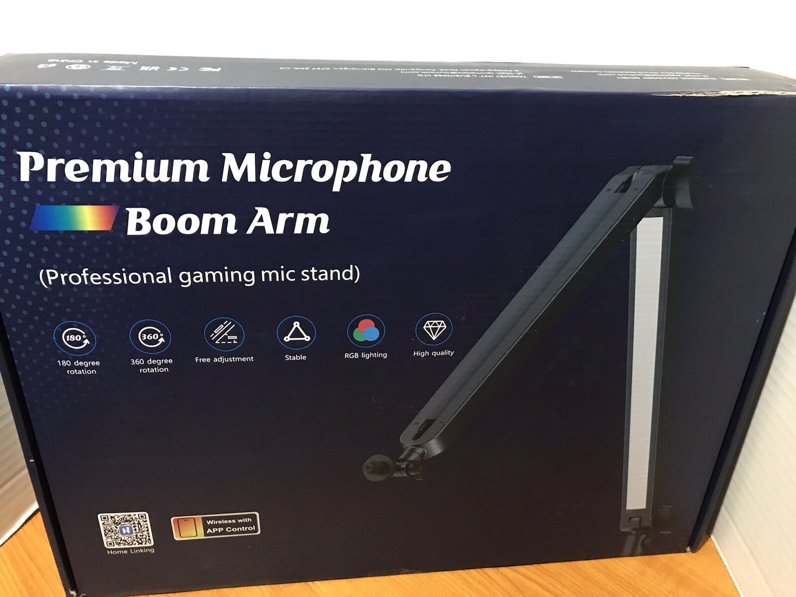 Boom Arm Premium Professional Mic Stand RGB Lighting 180 Degree Rotation NOB