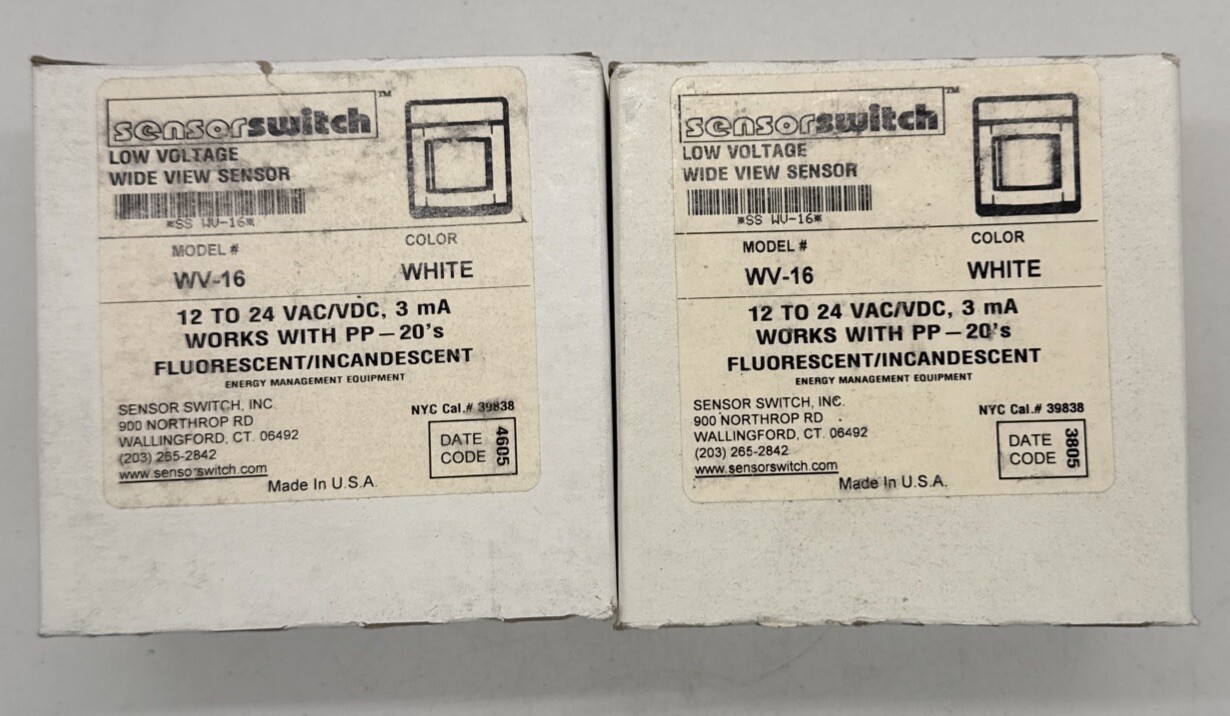 Lot Of 2 New SensorSwitch WV-16 Sensor Switch WV 16 Low Voltage Wide View Sensor