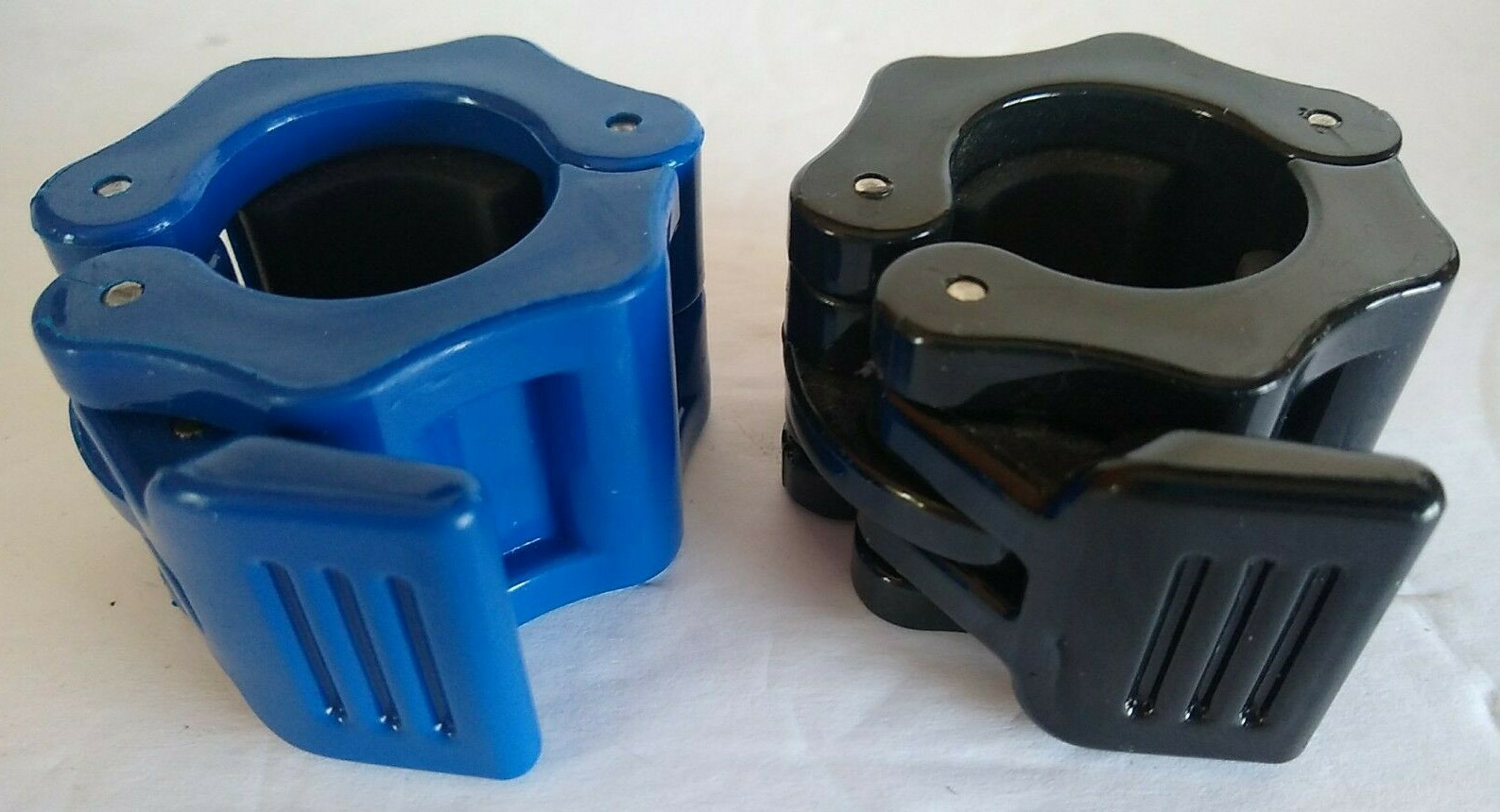 Barbell Clamp Collar Weight Keeper Plastic (2) Blue & Black