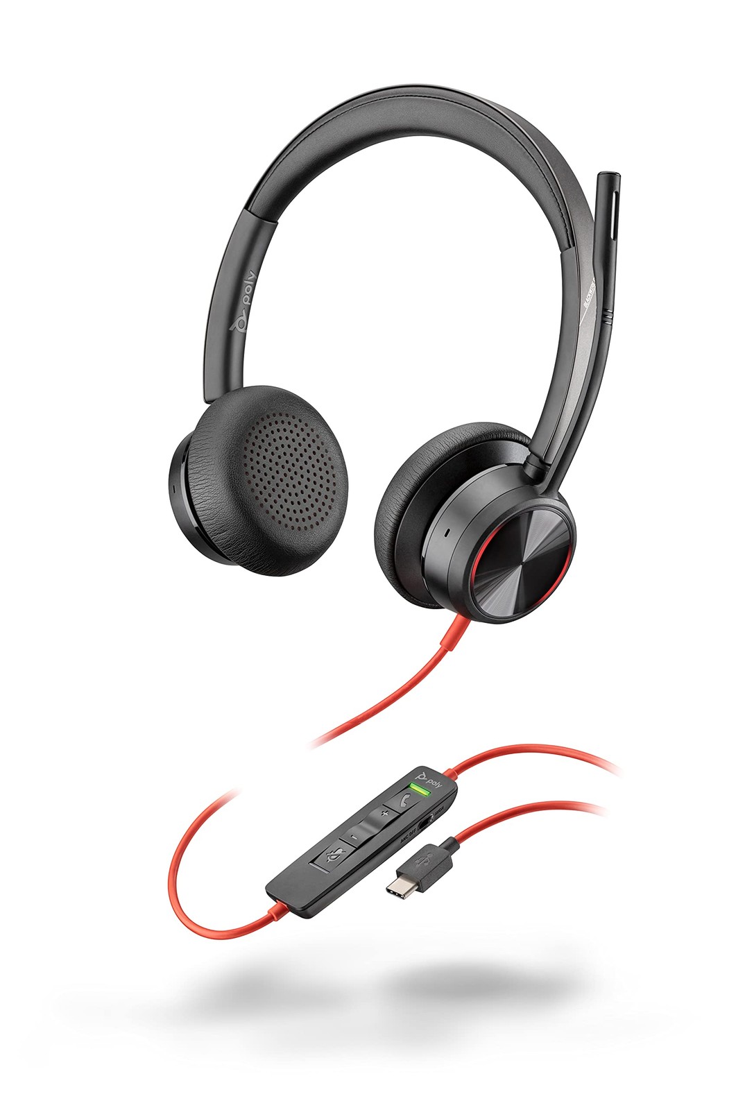 Plantronics Poly Blackwire 8225 Wired Headset Boom Mic Dual-Ear Stereo