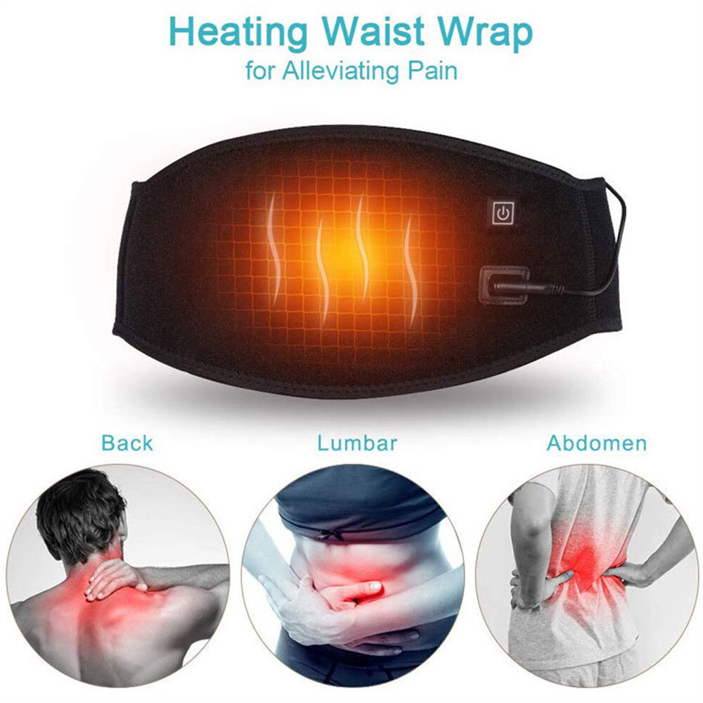 Heating Pad Lumbar Waist Support Brace Belt Lower Back Pain Relief for Men Women