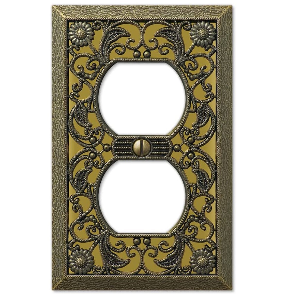 Farmhouse Styled Distressed Metal Vintage-Gold Outlet Plug Wall Plate Cover NEW