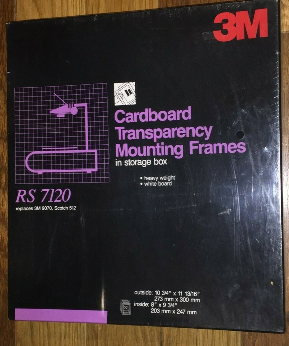 3M Cardboard Transparency MOUNTING FRAMES RS 7120 in Storage Box White Board