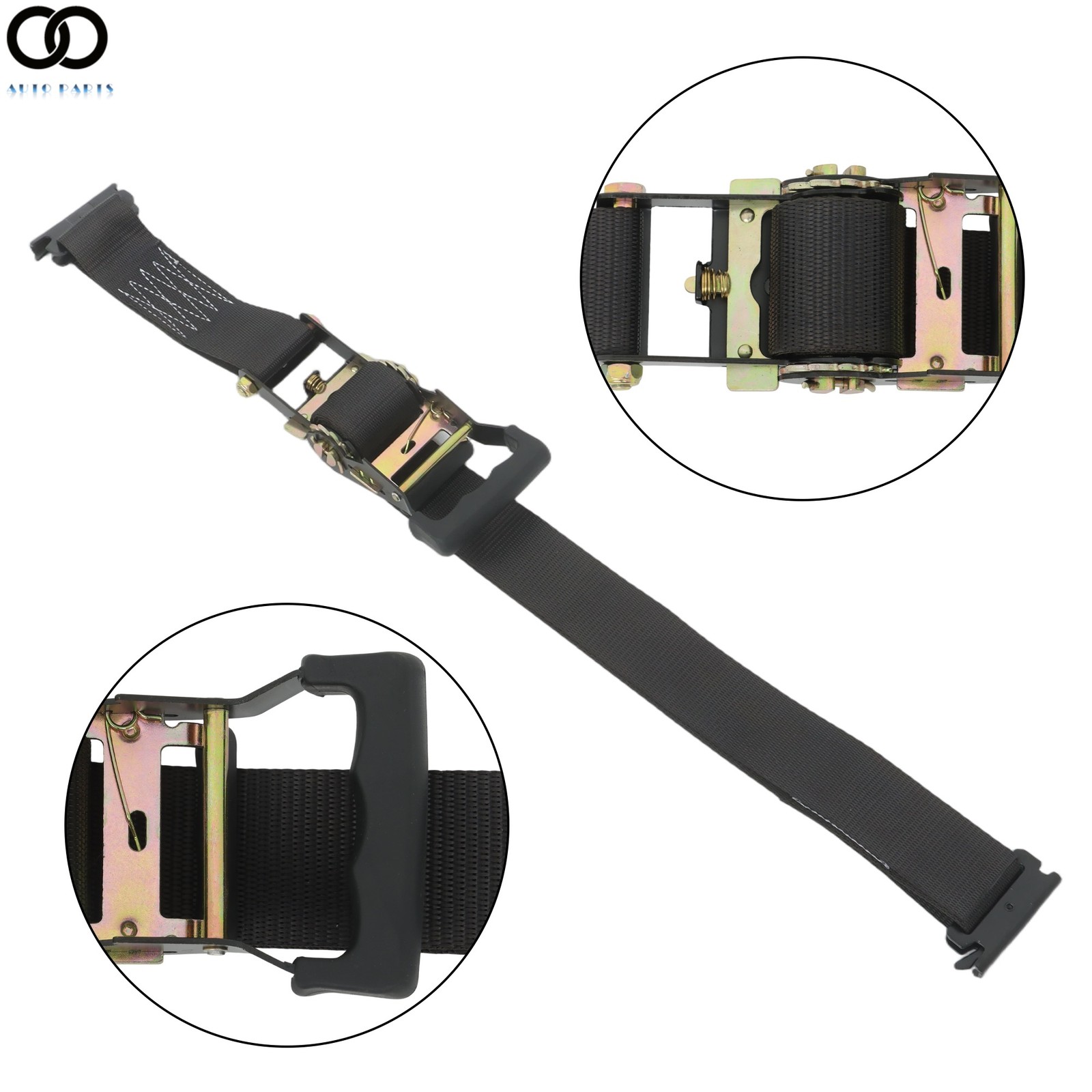 1 Pack Wheel Chock Tie Down Strap Kit For Trailer ATV UTV 6' Black Ratchet Strap