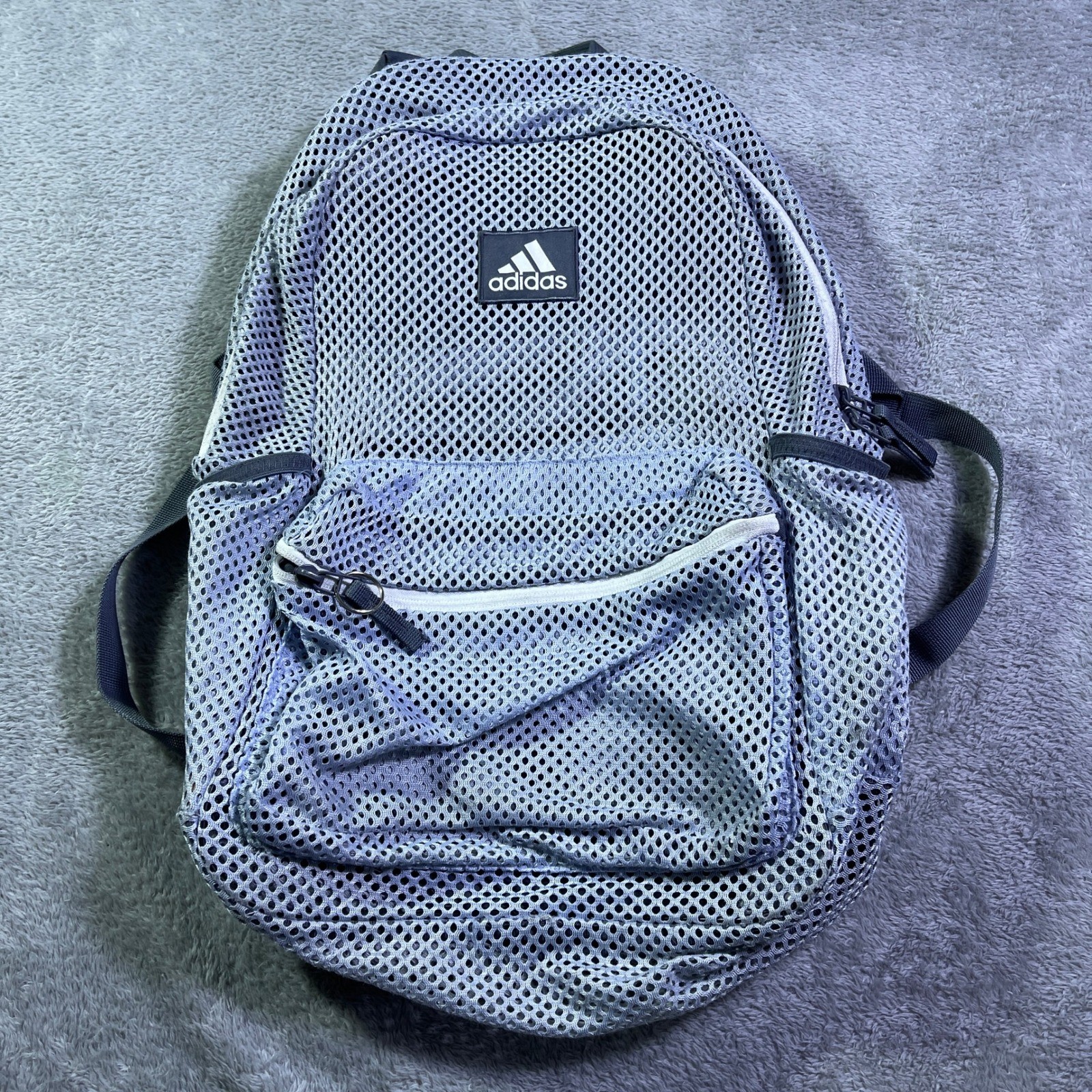 Adidas Mesh Backpack Gray White Black Lightweight Travel School Bag Model 90288