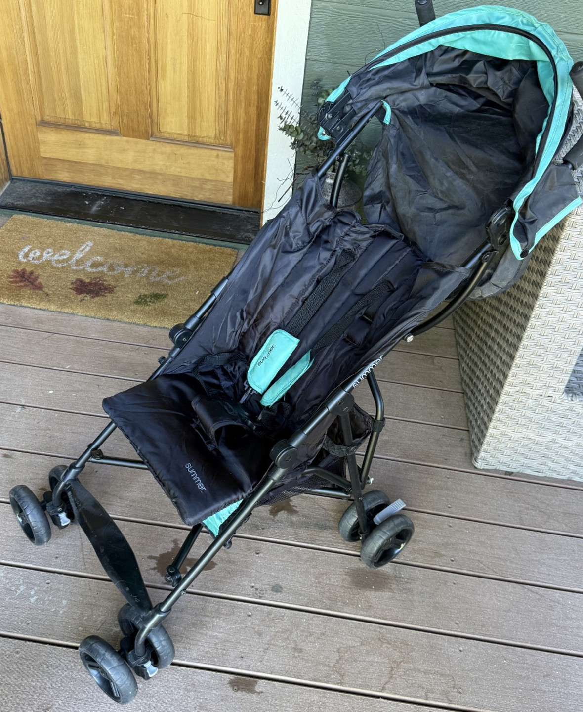 Summer Infant 3DGo Convenience Stroller, Black/Teal - Lightweight Stroller