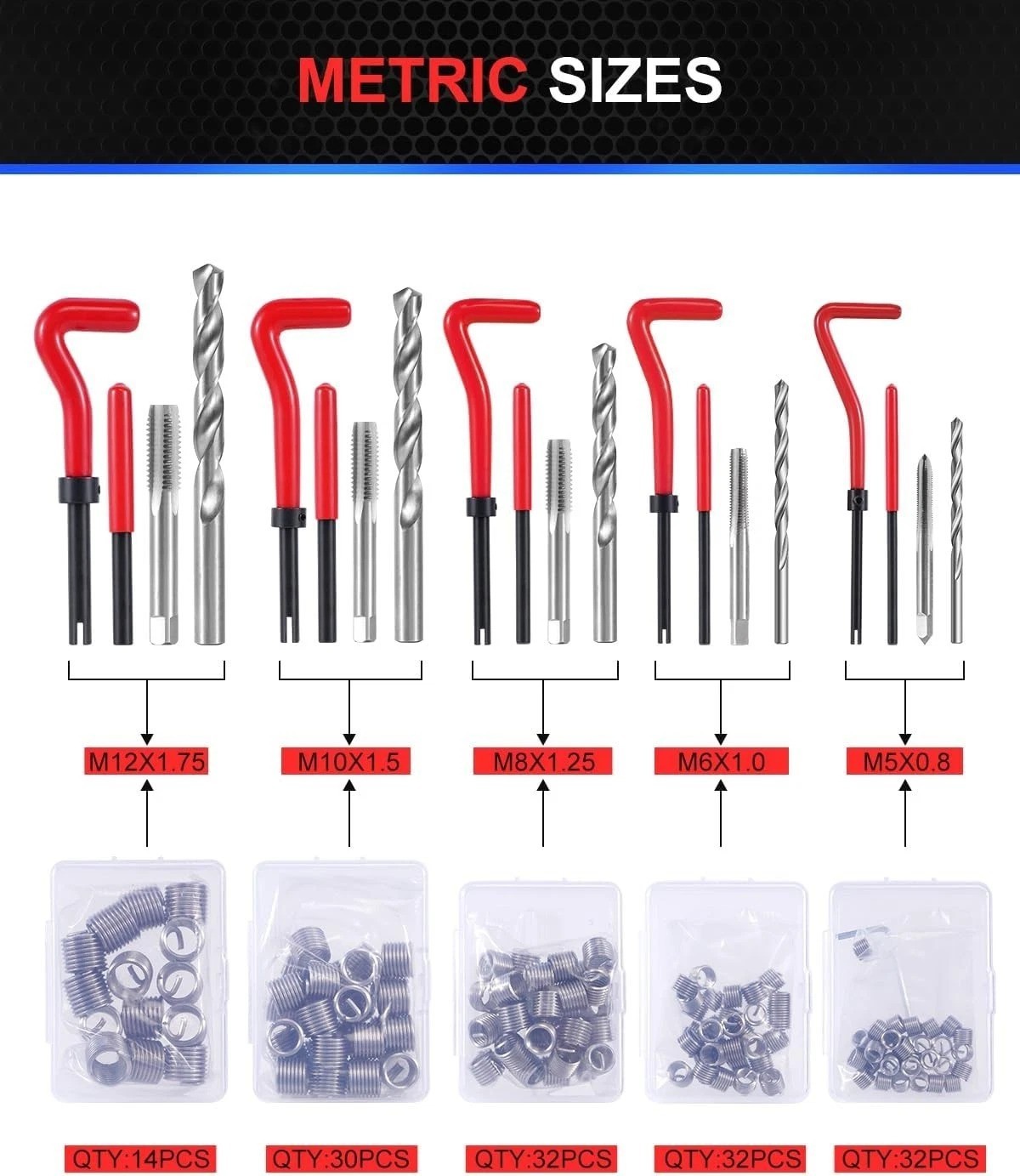 Master 320pc Helicoil Thread Restorer Kit - SAE Metric HSS Drill Tap Engine Stud