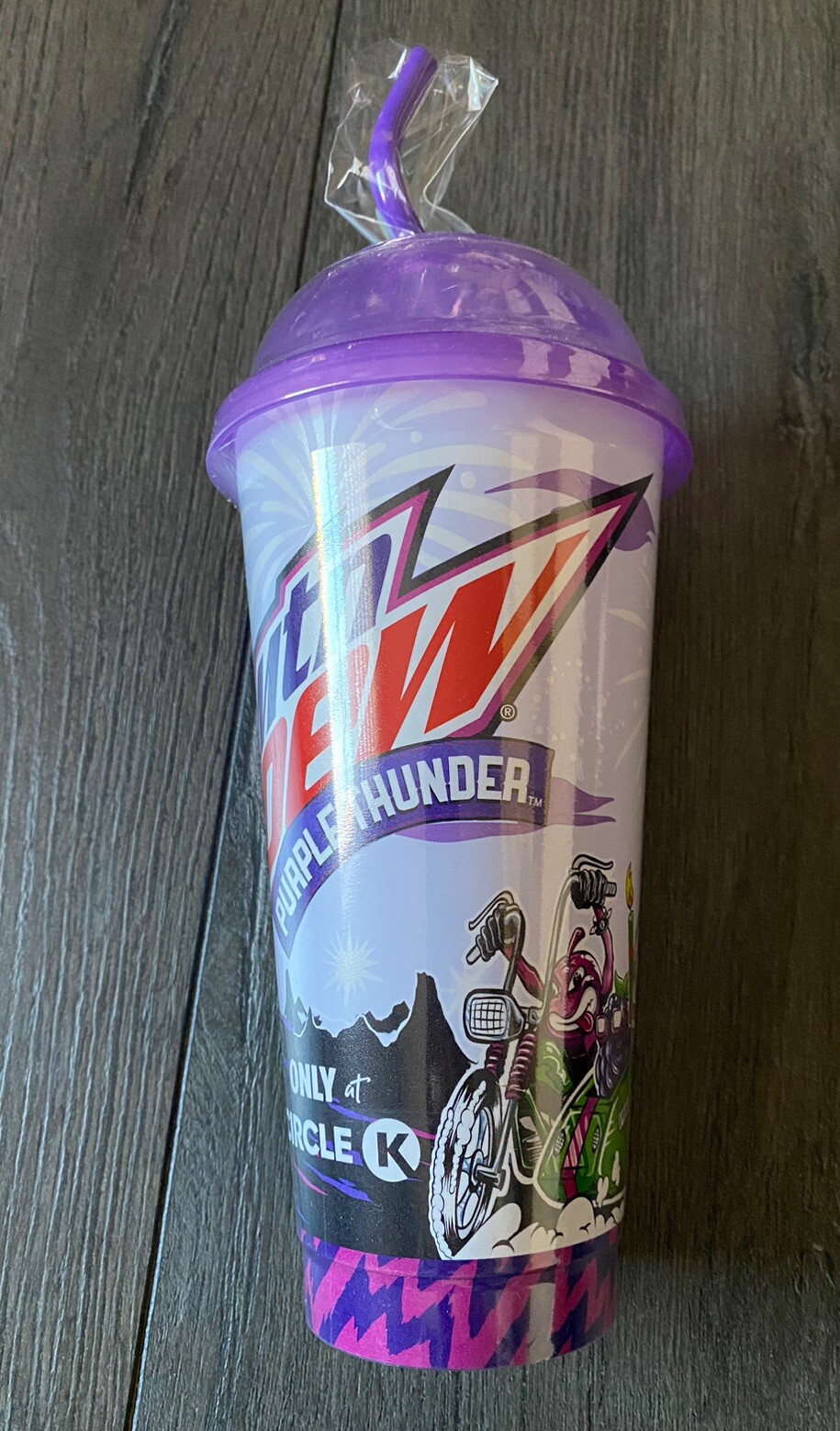 Circle K Mountain Dew Purple Thunder 24 Fluid Ounce Plastic Cup with Straw