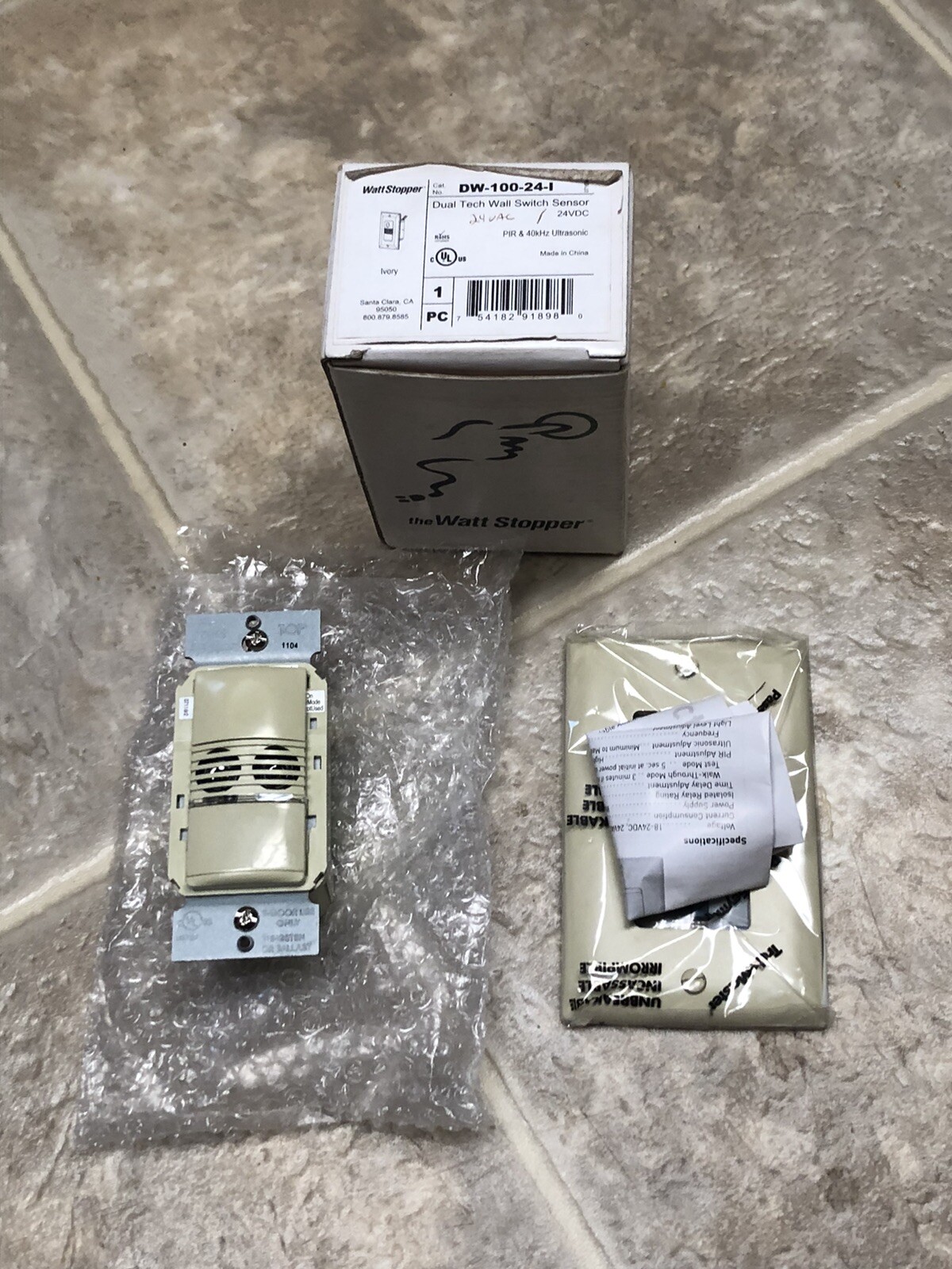 Watt Stopper DW-100-24-I DUAL TECH WALL SWTCH SENSOR, IVORY Wattstopper