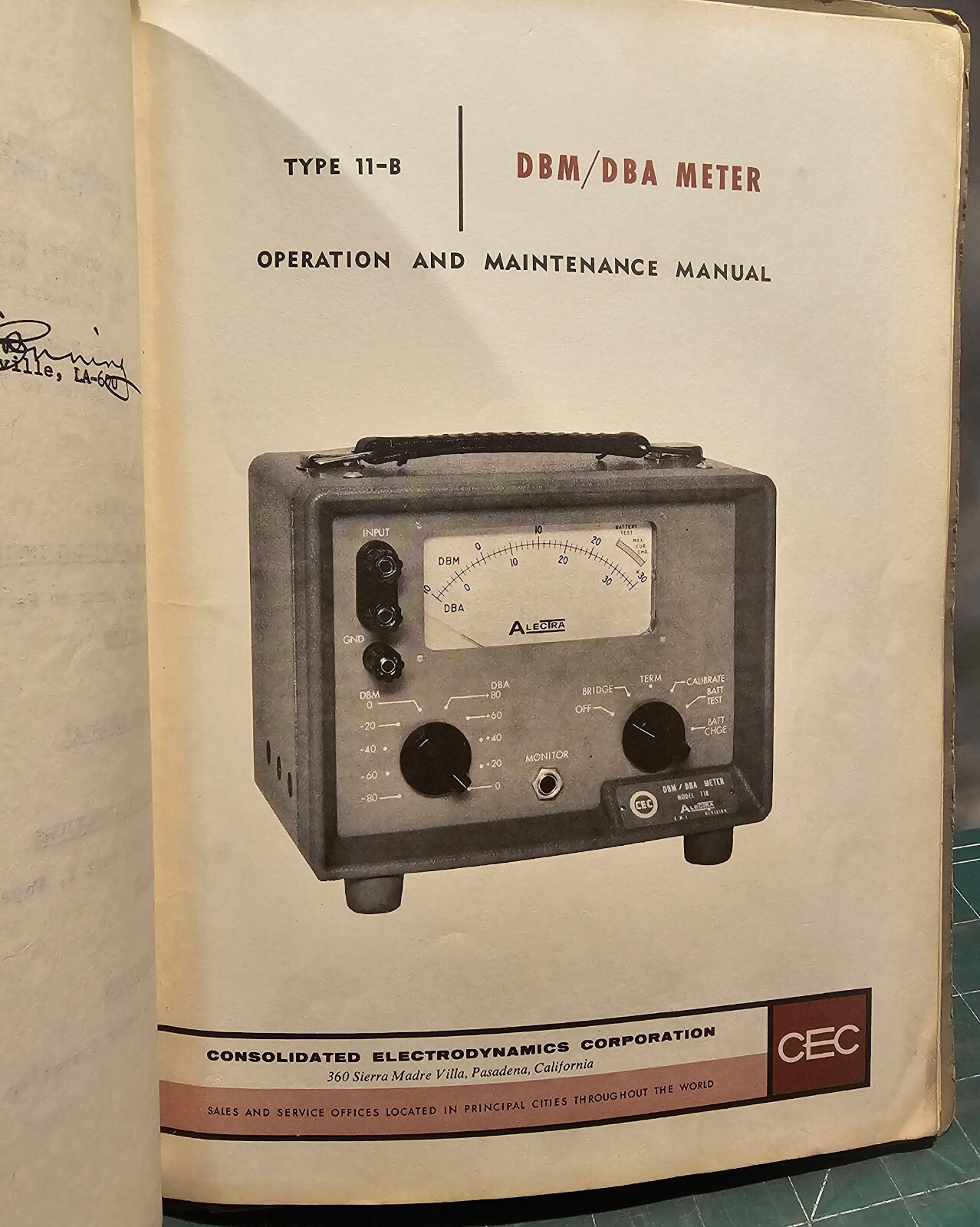 1960s Consolidated Electrodynamic 11-B Voltmeter Operation & Maintenance Manual