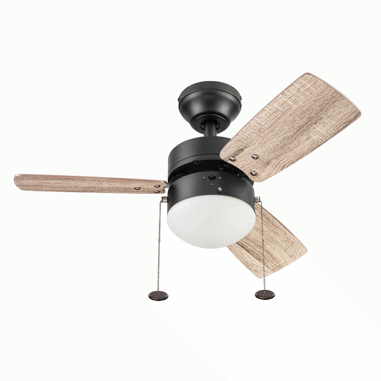 30" Finney Modern Bronze Indoor Ceiling Fan w/ Light, Pull Chains