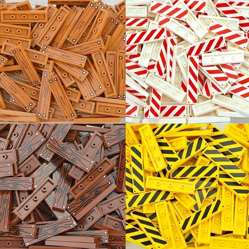 50pcs Smooth Wood Board Flat 1x4 City House Building Blocks Bricks - Var Colors