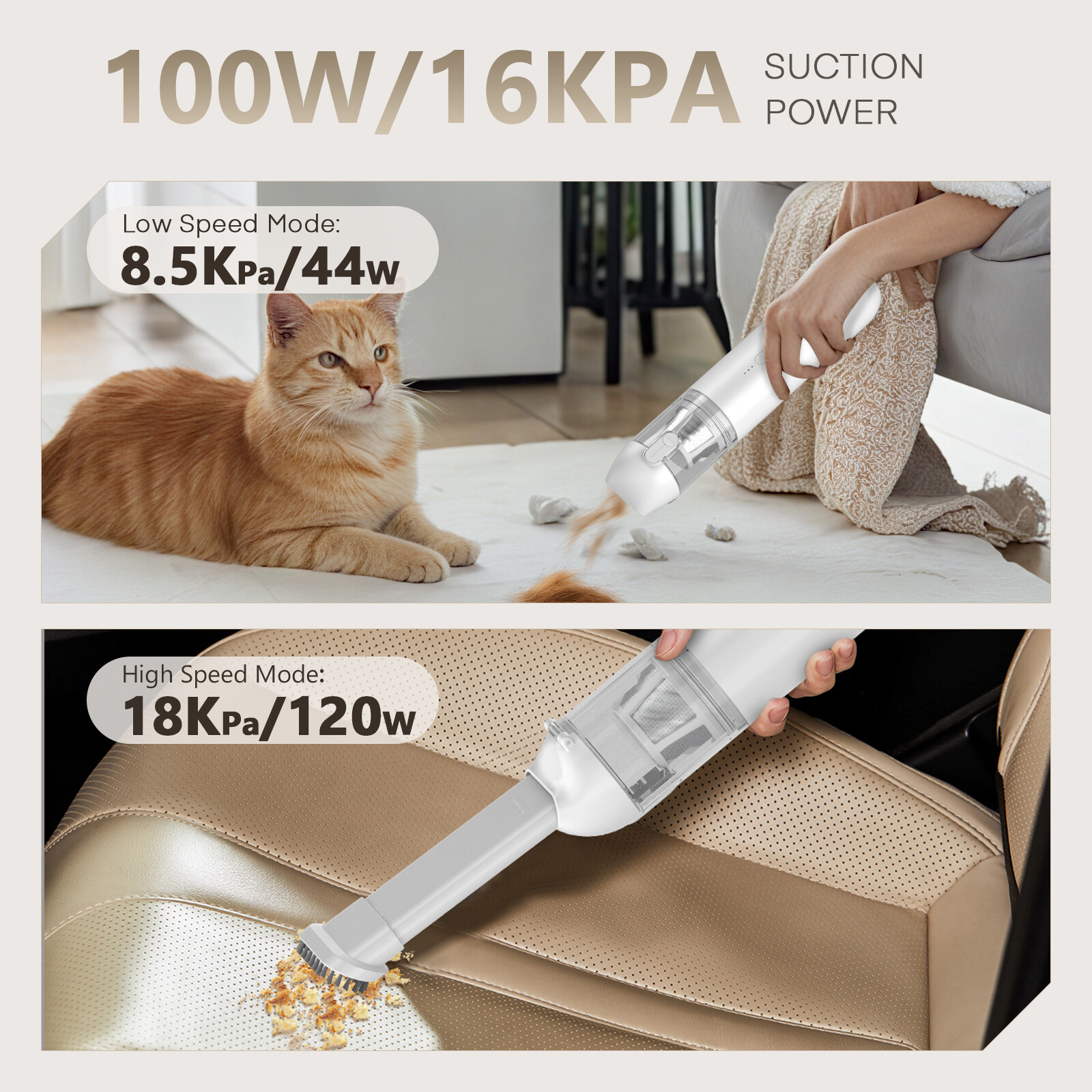 Nighteye 80000 RPM Wireless Handheld Vacuum Cleaner Portable for Car & Home