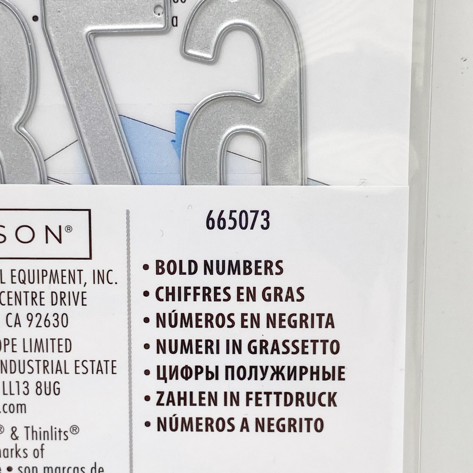 Sizzix Thinlits Cutting Dies Bold Numbers by Alison Williams Scrapbooking NEW
