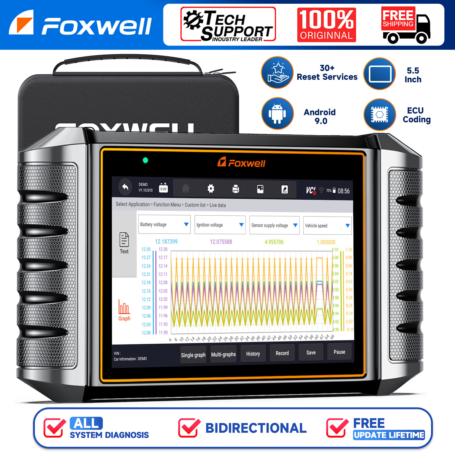 For Chrysler Bidirectional OBD2 Scanner Diagnostic ABS SRS Oil TPS BMS DPF TPMS