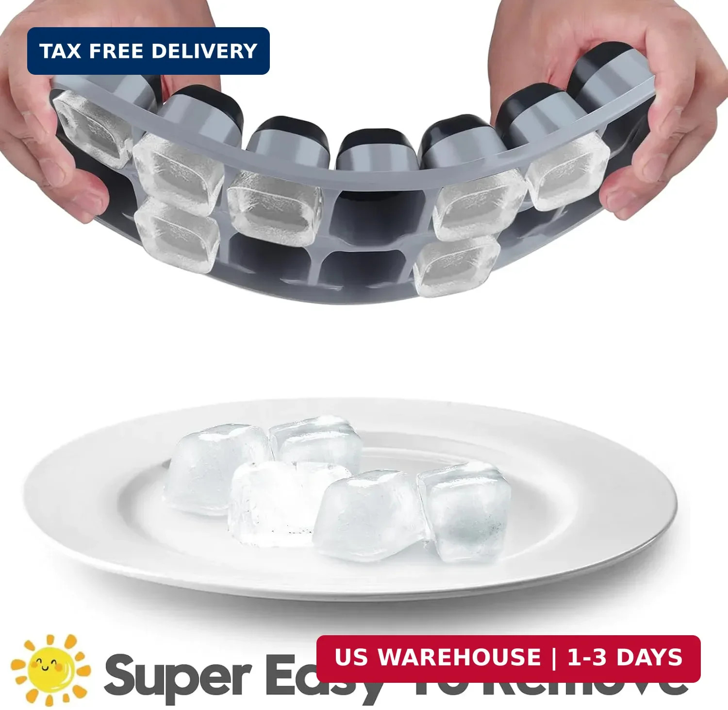 Ice Cube Tray 4 Pack, Easy-Release & Flexible 56 pcs Silicone Ice Cube Trays wit