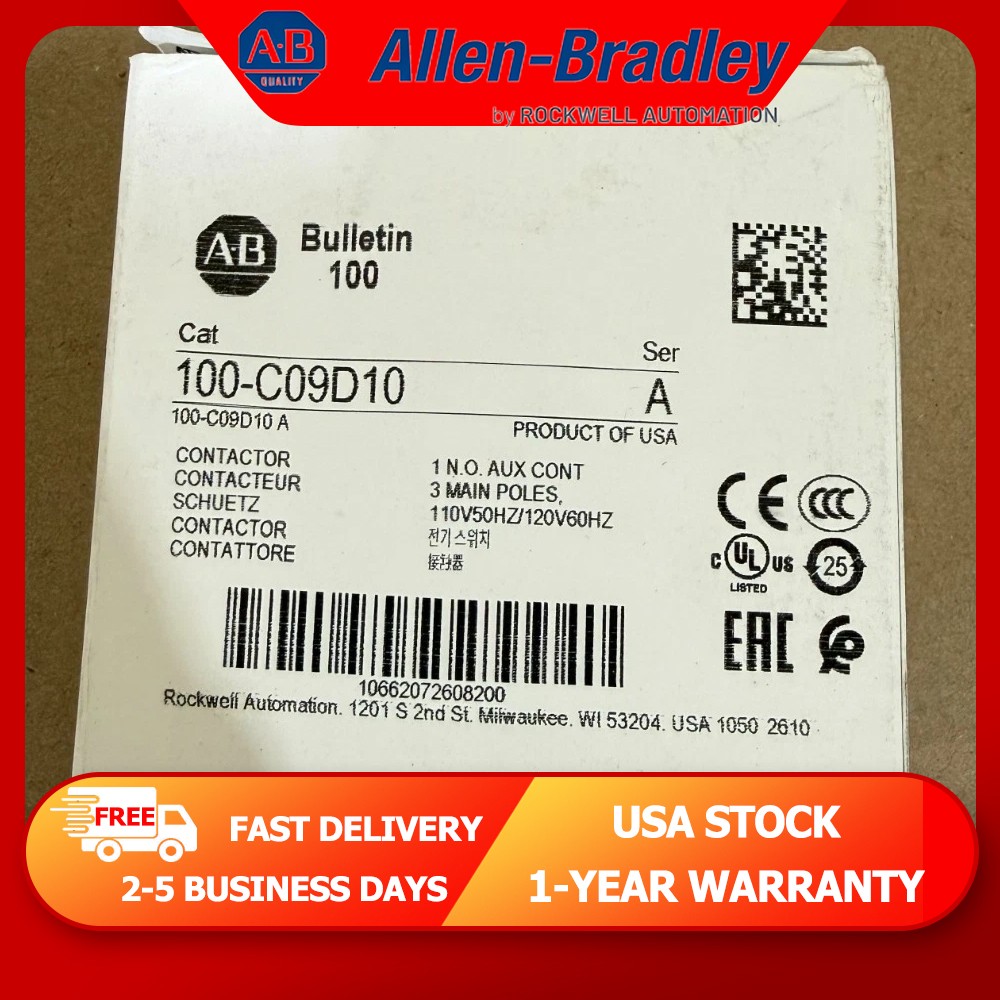100-C09D10/A New AB IEC 9 A Contactor US 100 C09D10 Free Tax Same Day Ship