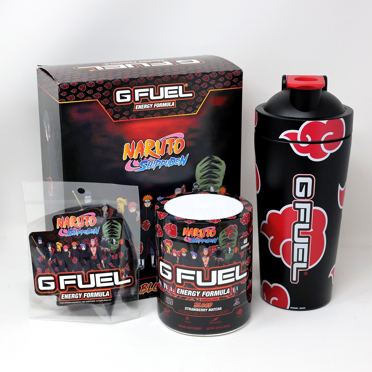 G Fuel Naruto Akatsuki Blood Collector's Box Tub 24oz METAL Steel Shaker Cup