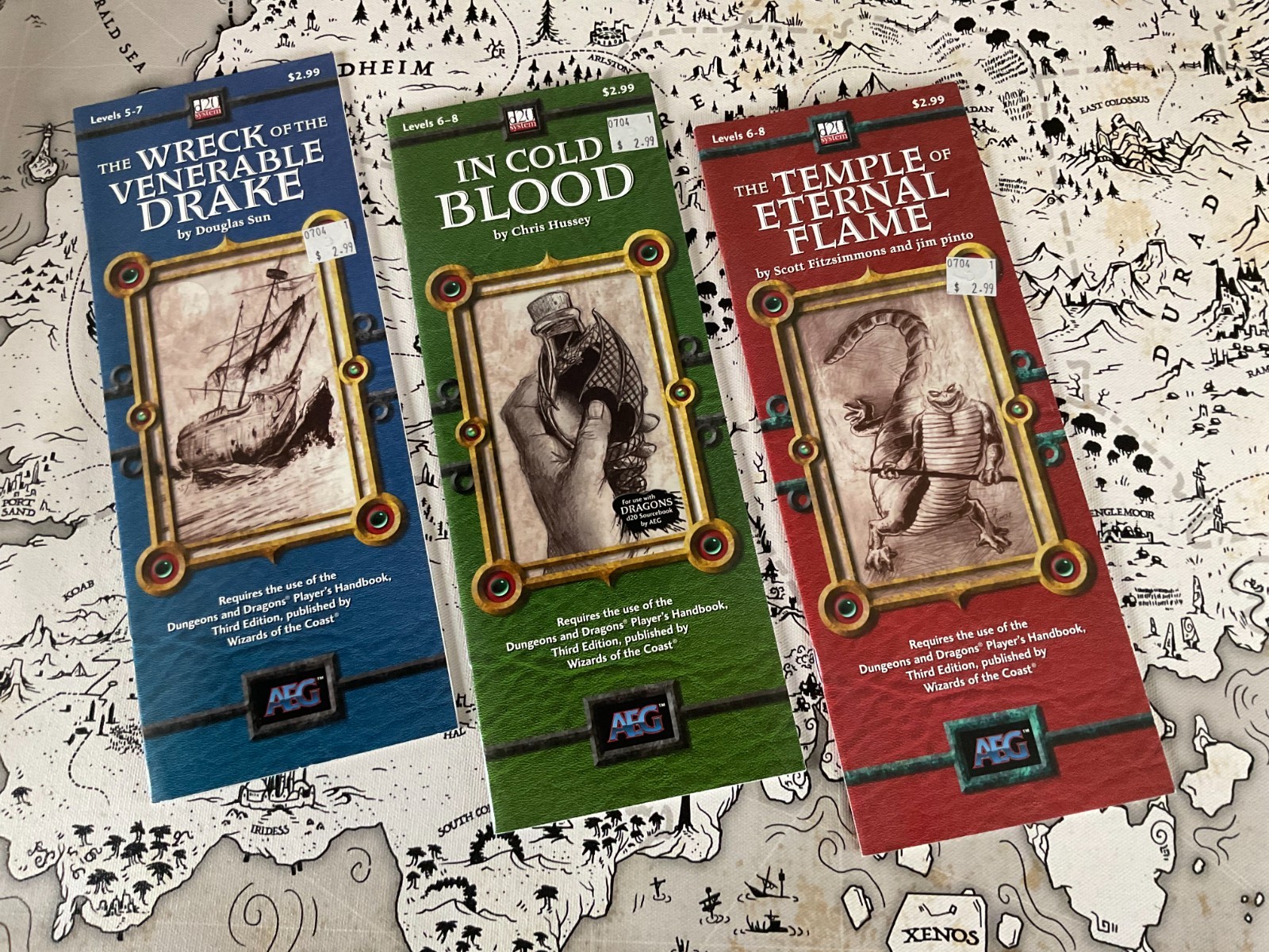 AEG d20 rpg lot IN COLD BLOOD Temple of Eternal Flame, WRECK OF VENERABLE new PB