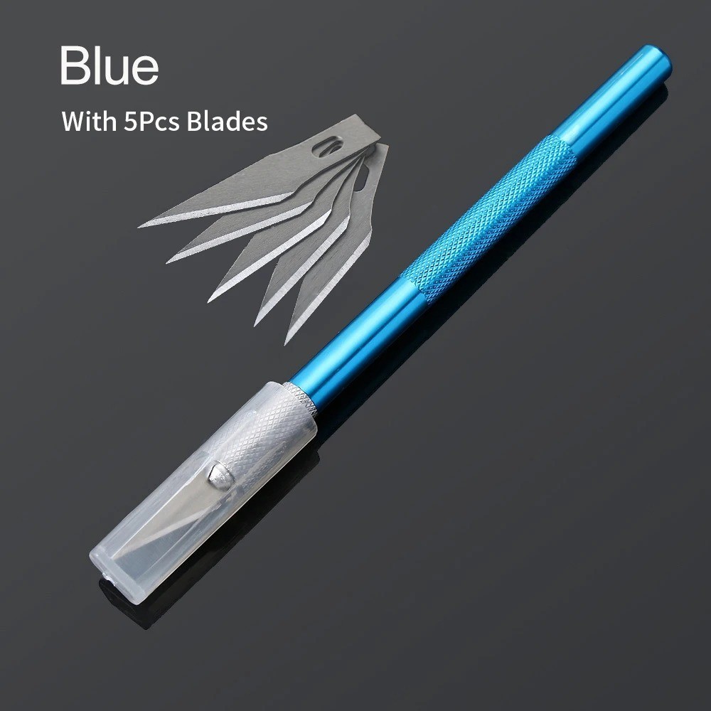 Precision Craft Knife Set Metal Scalpel Cutter with 5 Blades DIY Repair Tool