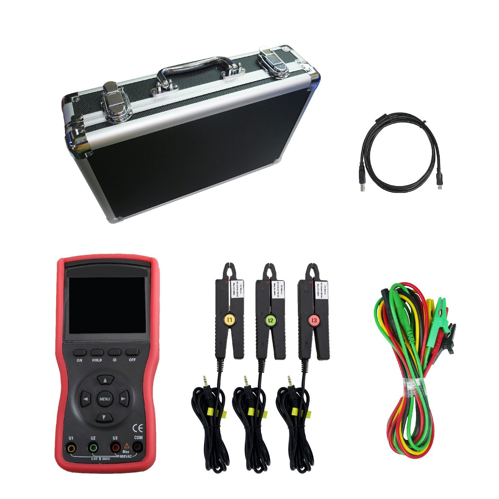 3 Phase Digital Phase Voltmeter with USB Communication Interface Φ8mm 20A 12kW